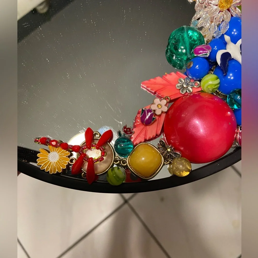 Hand Decorated Up-cycled 10 Inch Mirror